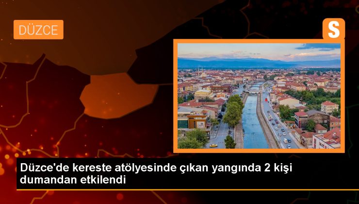 Düzce’de kereste atölyesinde çıkan yangında 2 kişi dumandan etkilendi