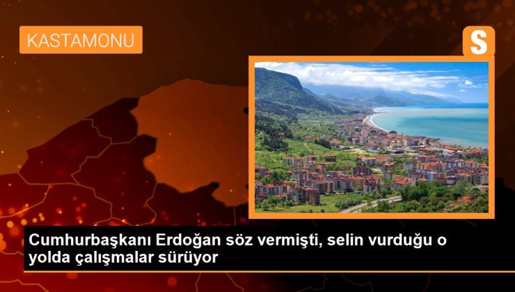Cumhurbaşkanı Erdoğan kelam vermişti, selin vurduğu o yolda çalışmalar sürüyor