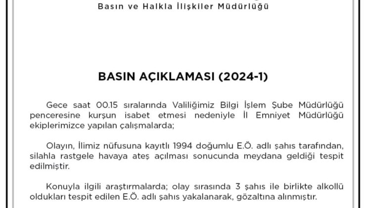 Artvin Valilik Binasına İsabet Eden Mermiyle İlgili Bir Kişi Gözaltına Alındı