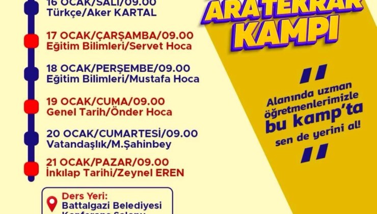 Battalgazi Belediyesi KPSS’ye Hazırlananlara Dayanak Oluyor