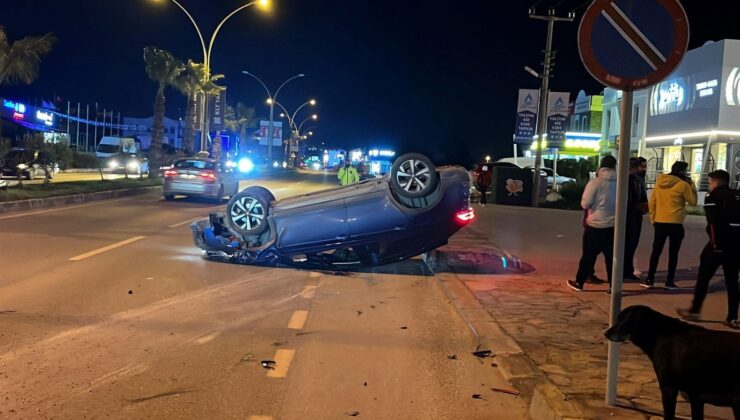 Bodrum’da arabayla çarpışan cip, takla attı: 3 yaralı