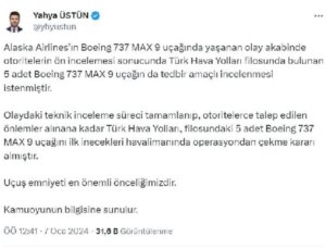 THY, Boeing 737 MAX 9 uçaklarını önlem emelli olarak yere indirdi