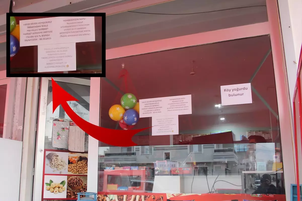 mahalle halki marketin kapisina yazilan bu yaziyi konusuyor MQhJBI4S