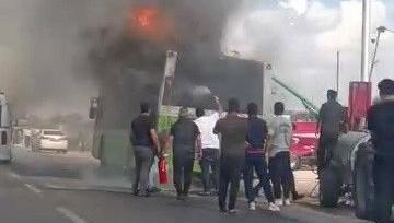 adanada belediye otobusunde yangin