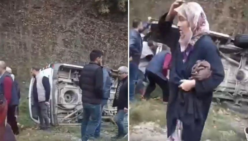 bursada yolcu minibusu devrildi yaralilar var tMErPk4e