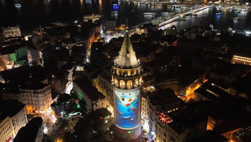 Galata Kulesi'ne "Sıfır Atık Forumu" temalı görseller yansıtıldı 71 galata kulesine sifir atik forumu temali gorseller yansitildi pM3RCWxM