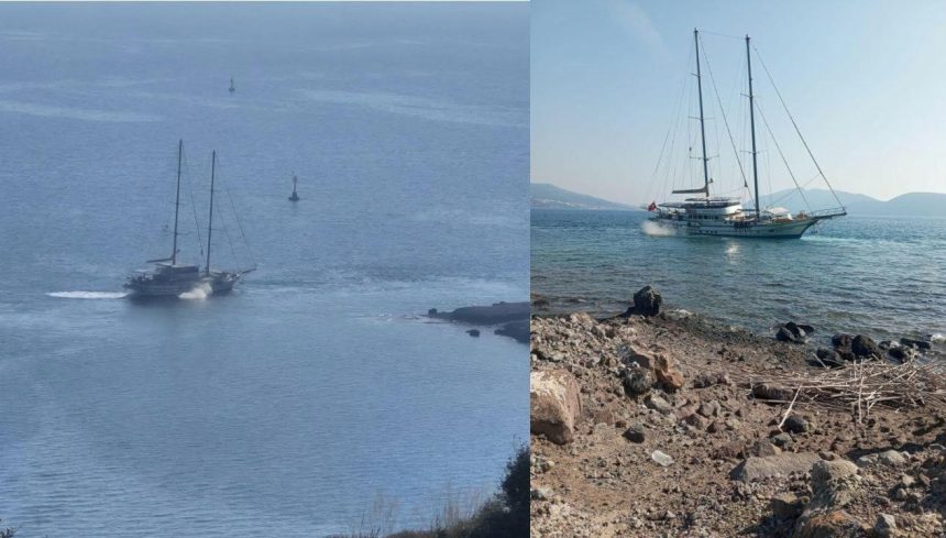 Bodrum'da 41 metre uzunluğundaki yelkenli karaya oturdu 71 bodrumda 41 metre uzunlugundaki yelkenli karaya oturdu TUxMkY9E