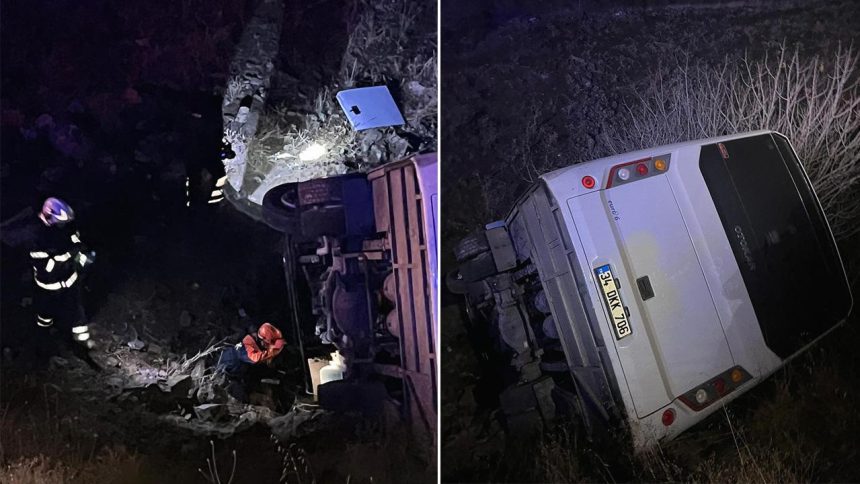 Madenci servisi uçuruma yuvarlandı: 15 yaralı 71 madenci servisi ucuruma yuvarlandi 15 yarali ngC4B1hx