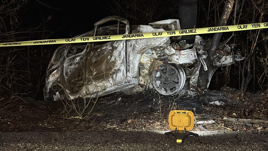 agaca carpan aracin soforu yanarak oldu Ec8O5ueD