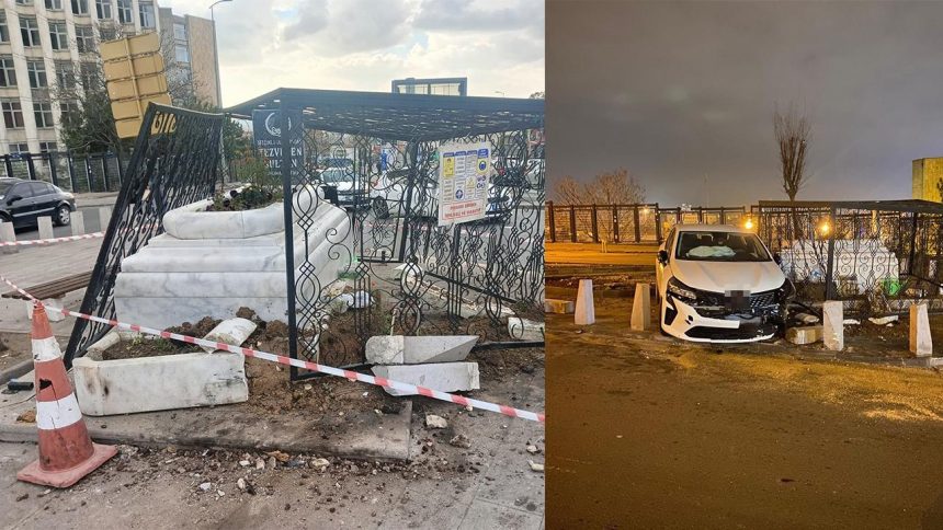 Ankara'daki Tezveren Sultan Türbesi'ne araba çarptı 69 ankaradaki tezveren sultan turbesine araba carpti iZXZYscf