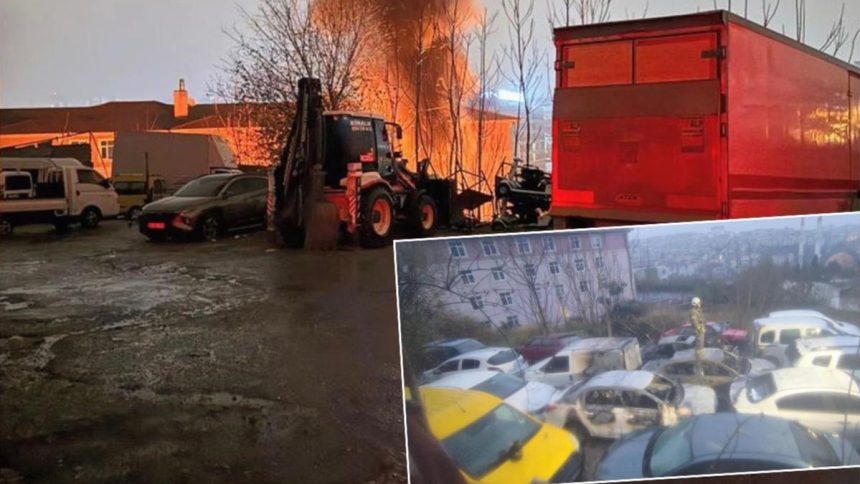 Gaziosmanpaşa'da otopark yangını, 14 araç yandı 71 gaziosmanpasada otopark yangini 14 arac yandi fm4m26iQ
