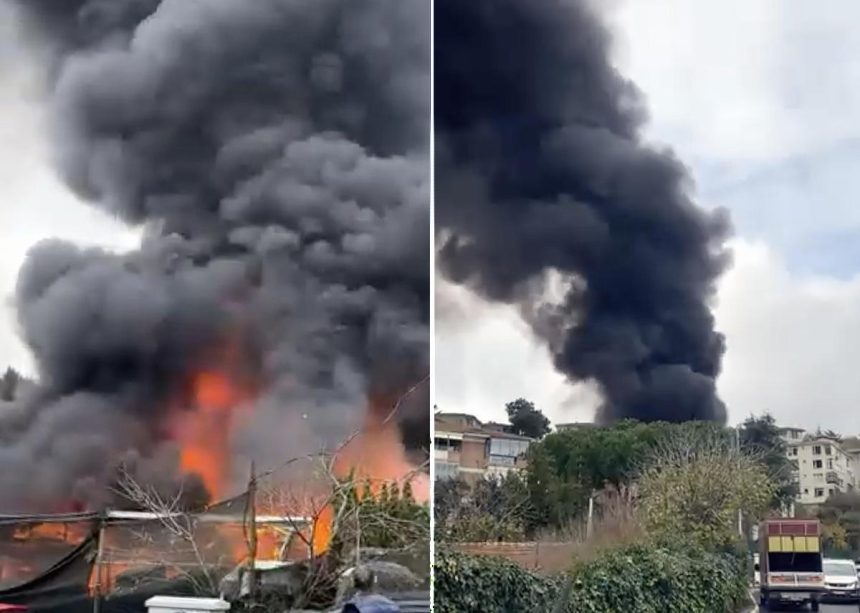 sariyerde oto tamirhanesinde yangin b1zeGq2J